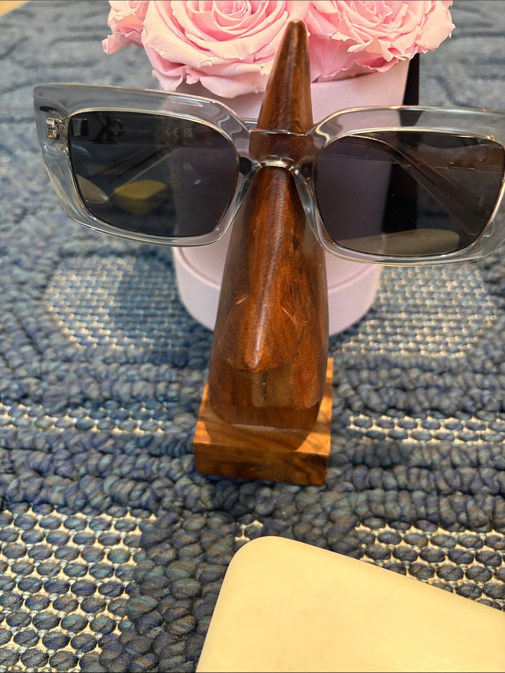 Calvin Klein Jeans Clear Frame Sunglasses with Dark Lenses